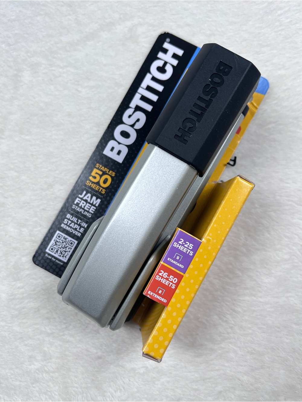 Bostitch Epic 50 Die-Cast Metal Stapler Jam Free 50 Sheet Silver & Black New - Picture 2 of 4